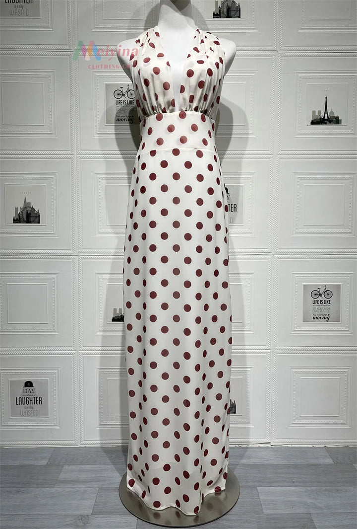 Classic Halter Deep V Neck Dress