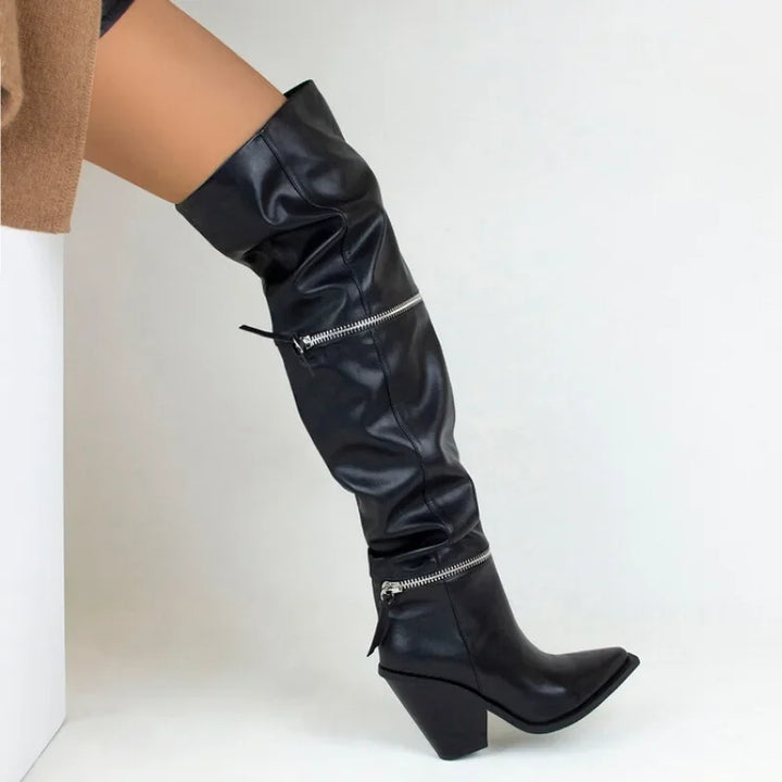 Gothic Over-the-Knee Pull-On Boots