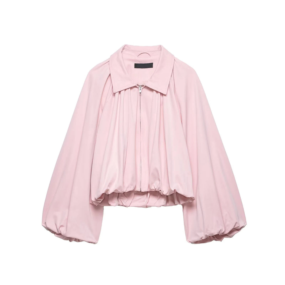 Elegant Puff Sleeves Crop Coat