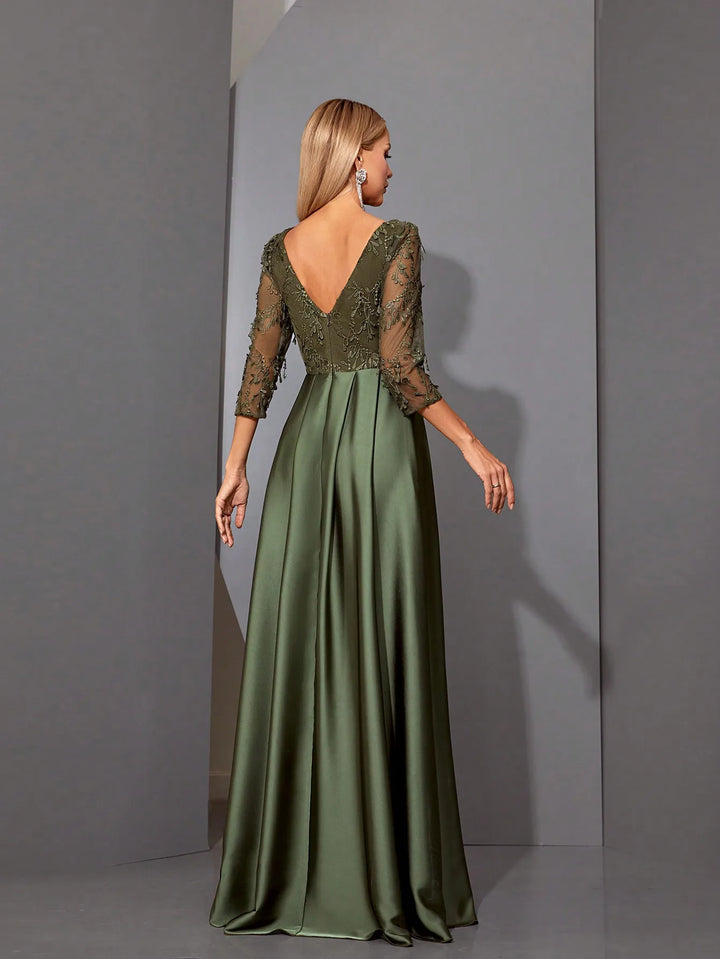 Stunning V-neck Embroidered Dress