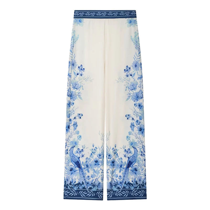Stylish Floral Printed Wide Leg Pants