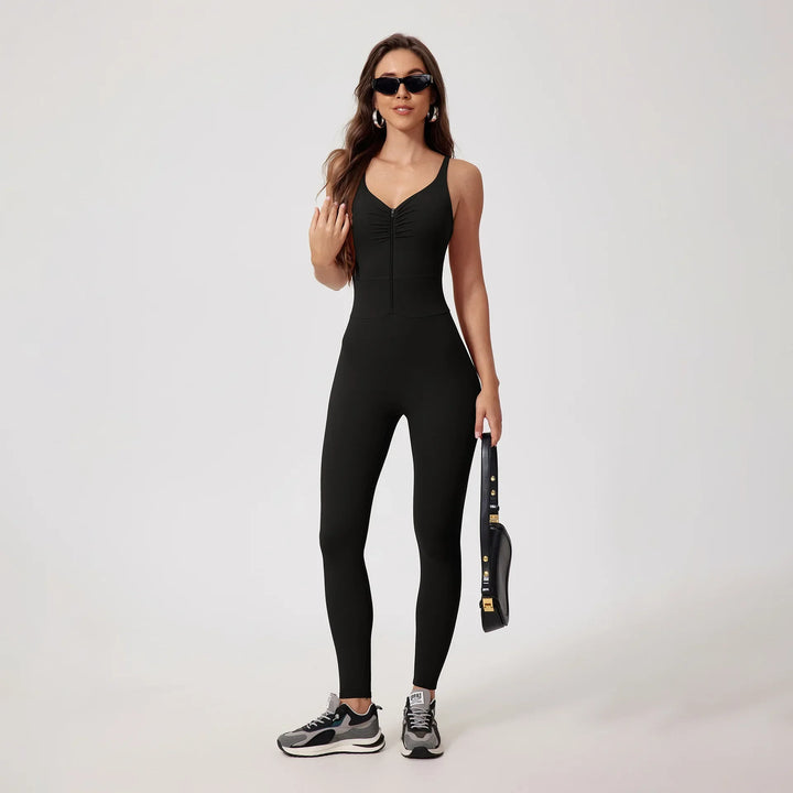 Elegant Front Zipper Hip-lifting Jumpsuit