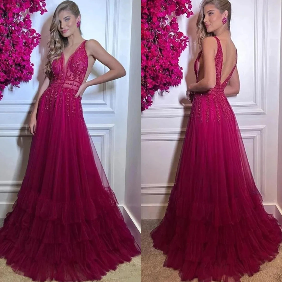 Luxury Spaghetti Straps Evening Gown