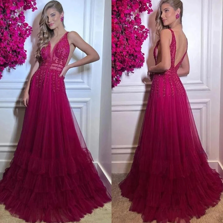 Luxury Spaghetti Straps Evening Gown