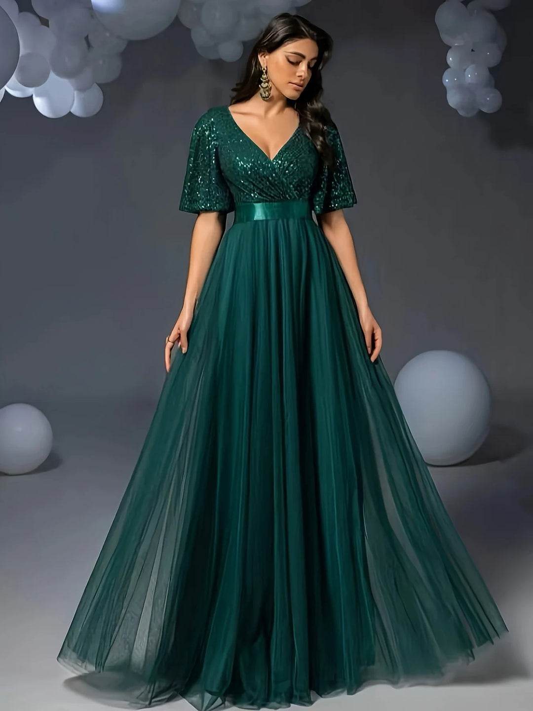 Alluring Flared Sleeves Evening Gown