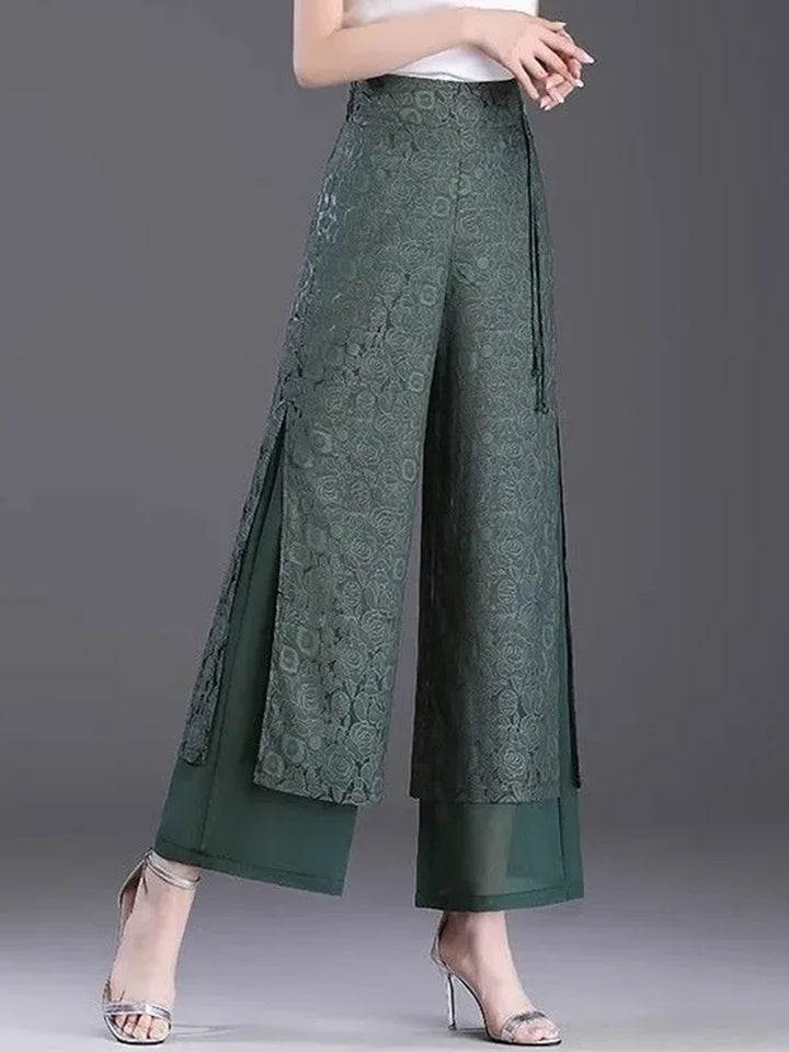 Pantalon large en jacquard fendu pour femme, décontracté, taille haute, ample, droit, printemps-automne, longueur cheville, Calca, nouveau