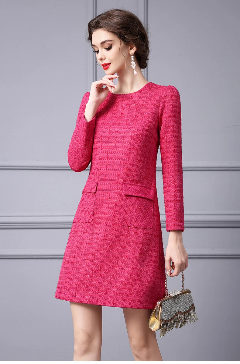 Slim Round Neck Commuter Dress