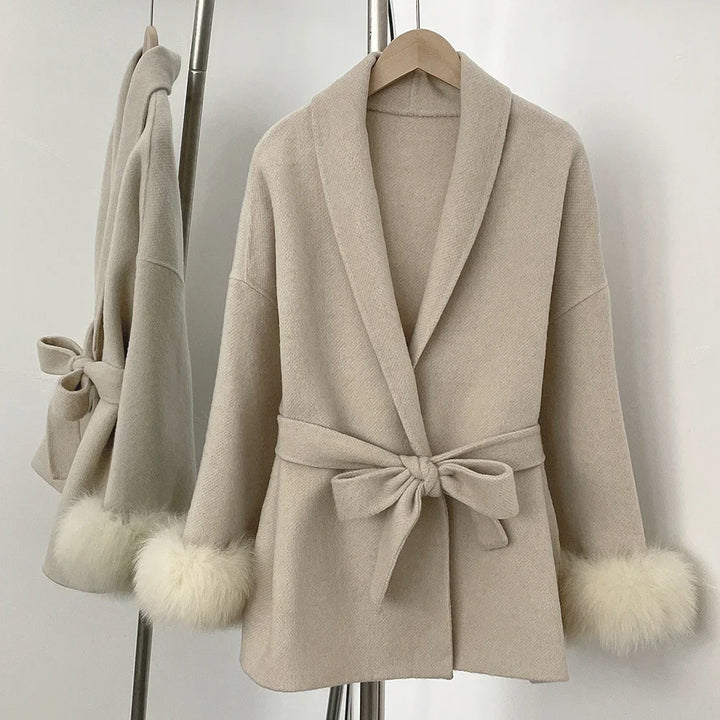 Sleek Natural Fur Wool Jacket