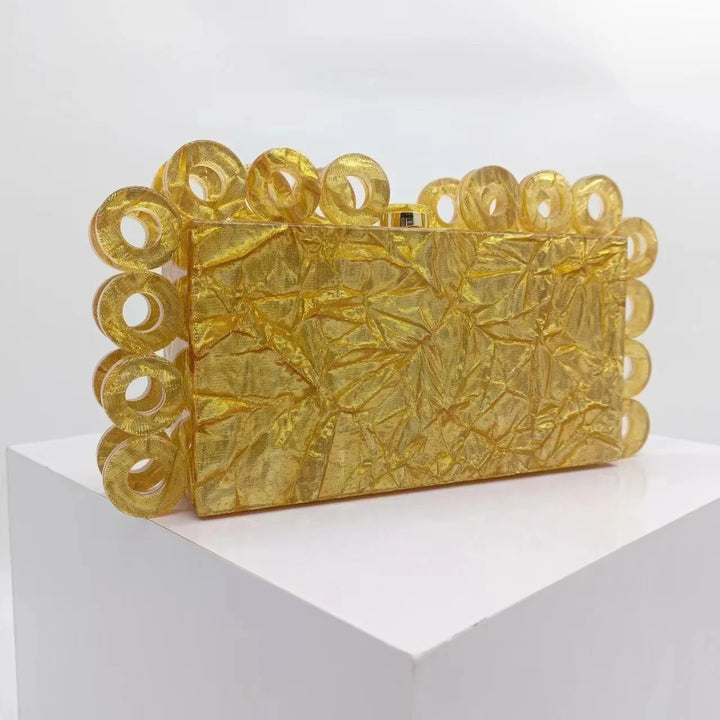 Luxury Acrylic Gold Bling Clutch Bag