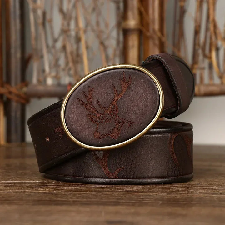 Laser Engraved Cowhide Leather Belt