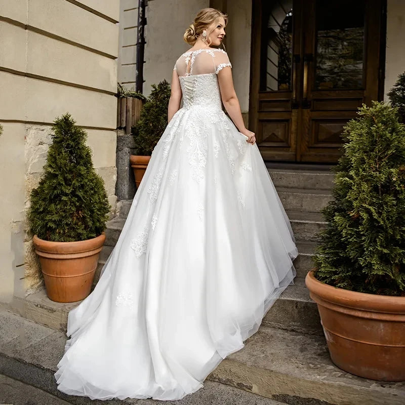Wonderful Lace Appliqued Bridal Dress