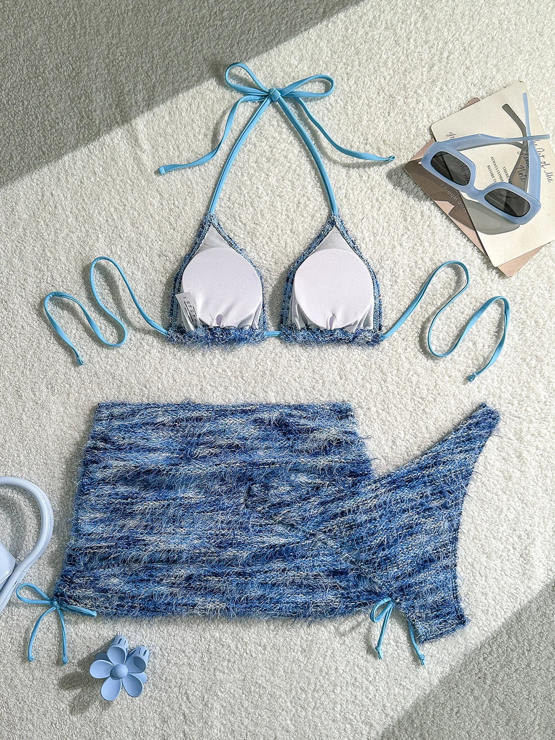 Classic Halter Push Up 3-Pieces Swimsuit