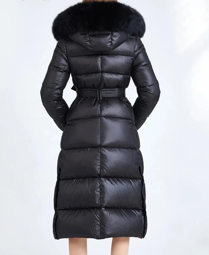 Real Hooded Fur Collar Parka Coat