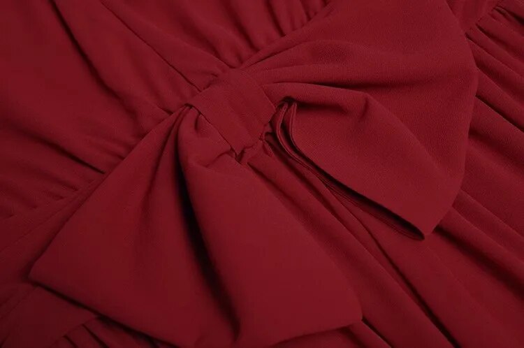 Elegant Folds Bow Women's Midi Party Dress