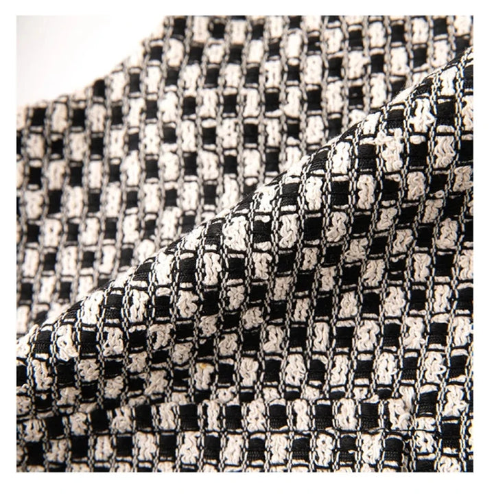 Tweed fabric panel in black and white for a women&