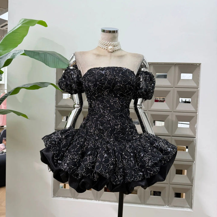 Lovely Glitter Sequins Mini Prom Gown