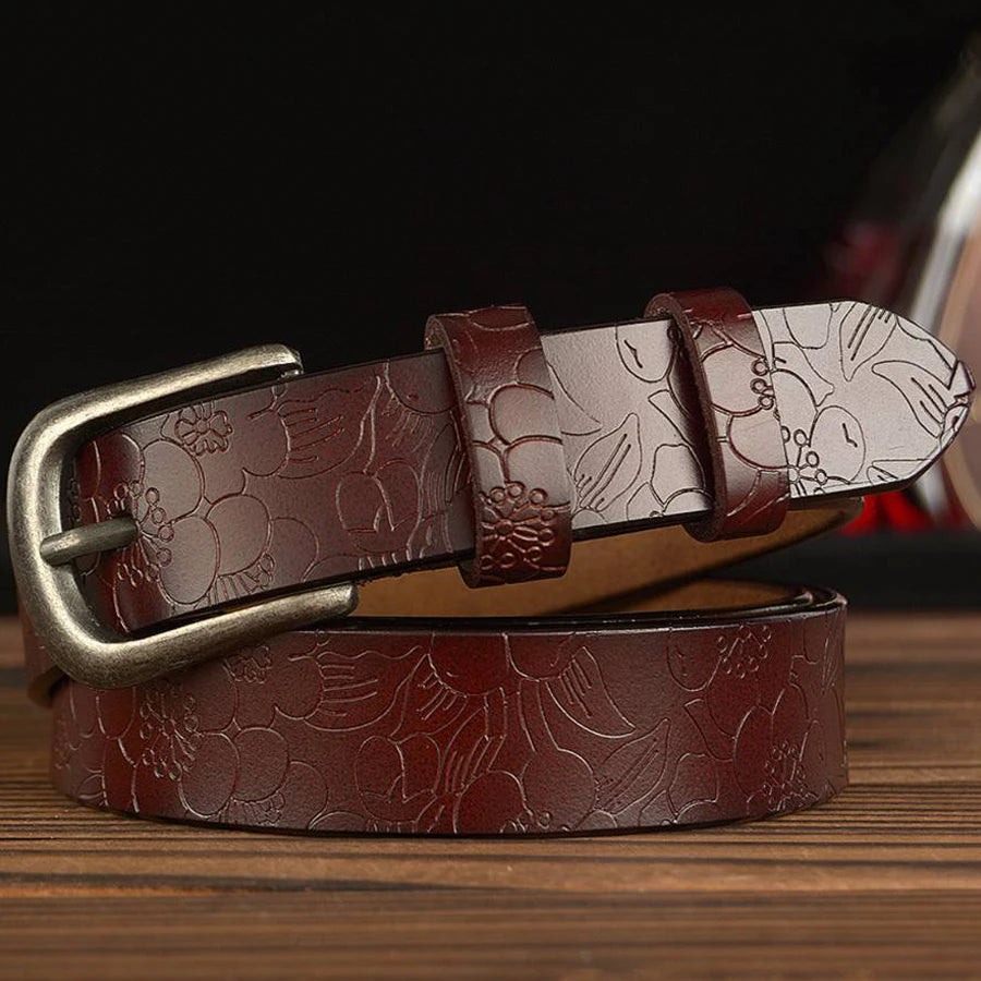 Bold Genuine Leather Pin Buckle Belt