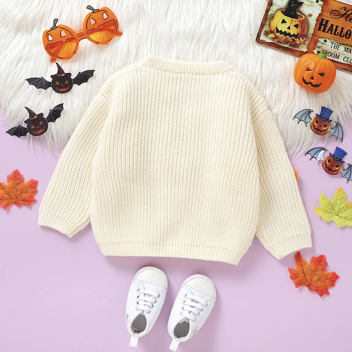 Cozy Orange Pumpkin Knitting Kid's Sweater