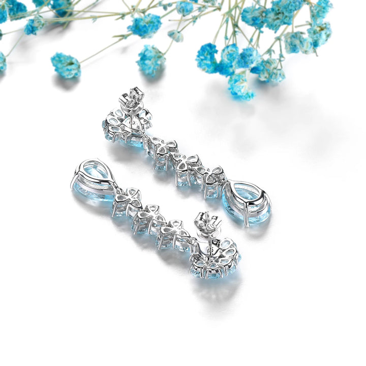 Natural Sky Blue Topaz Stud Earrings