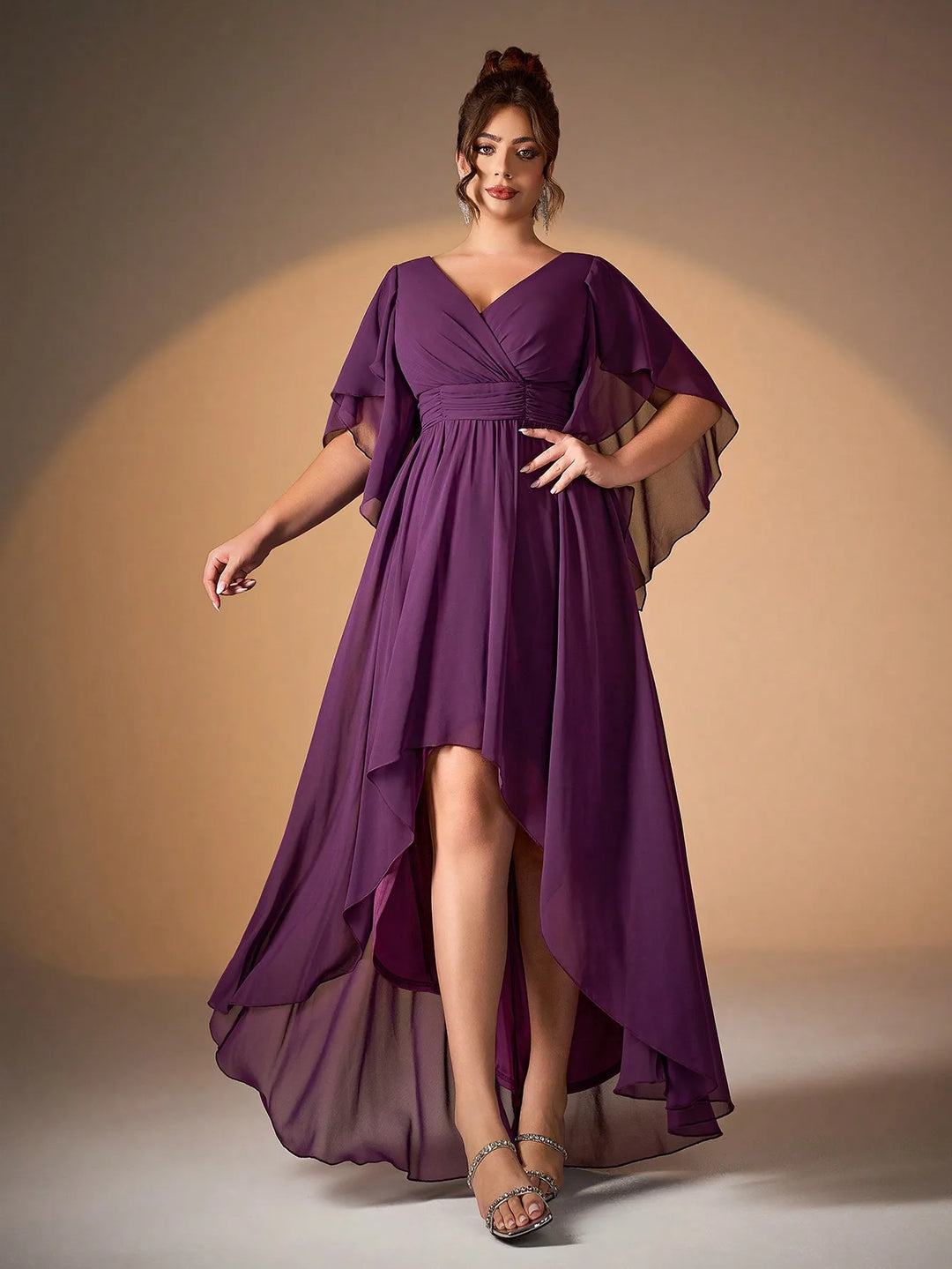 Irregular Sleeves Short Front Dress