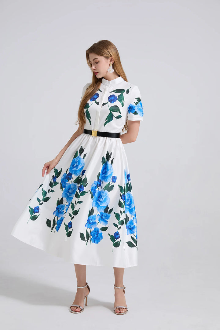 Modern Stand Collar Holiday Dress