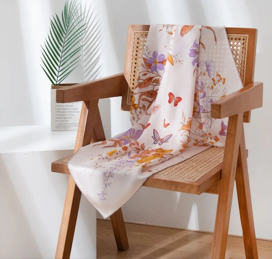 Chinese Style Mulberry Silk Square Scarf