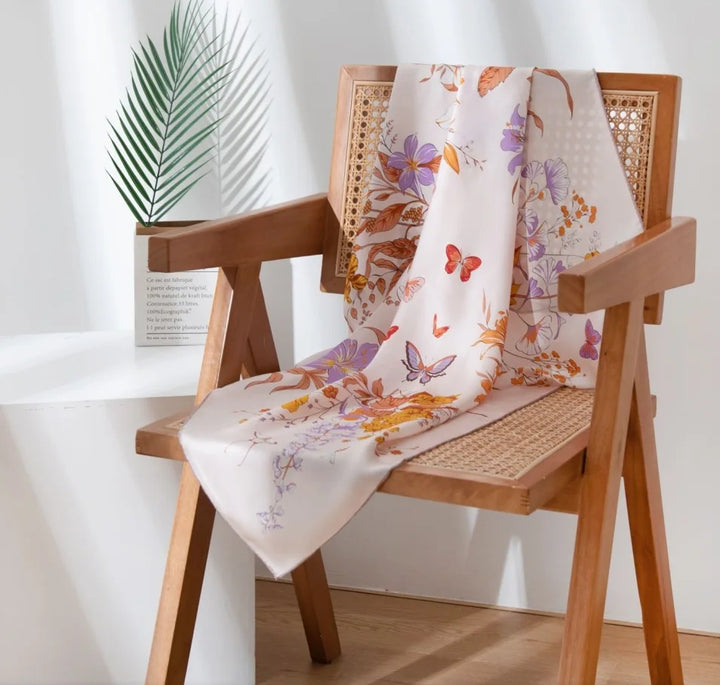 Chinese Style Mulberry Silk Square Scarf