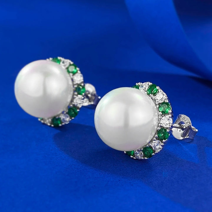 Sweet Lab Emerald Sapphire Stud Earrings