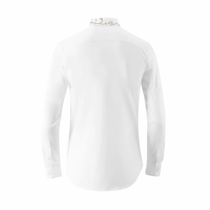 White dress shirt back view with long sleeves