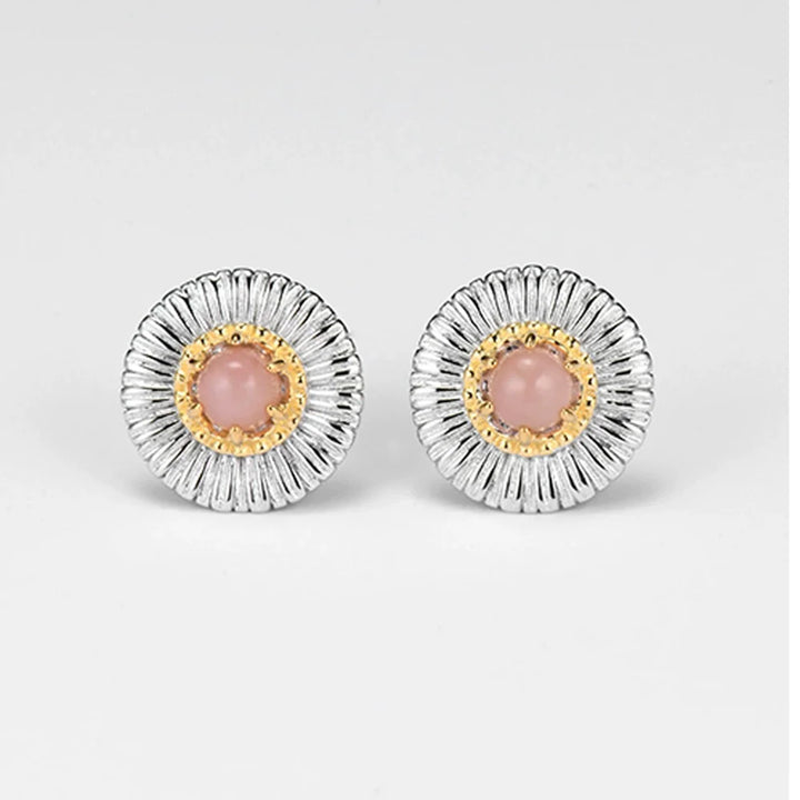 Lovely Opel Turquoise Flower Stud Earrings