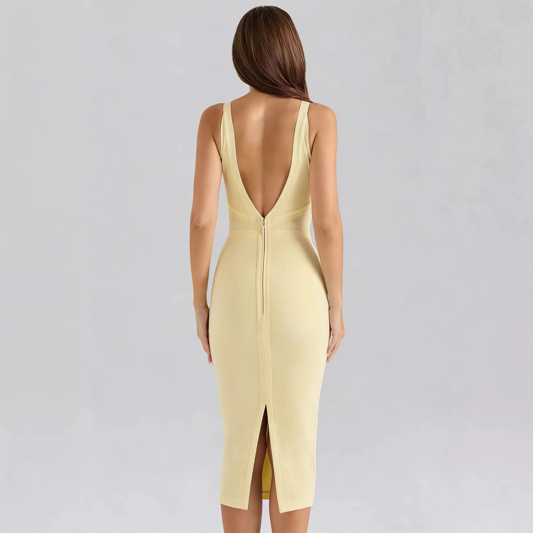 Lovely Plunge V-Bustier Evening Dress