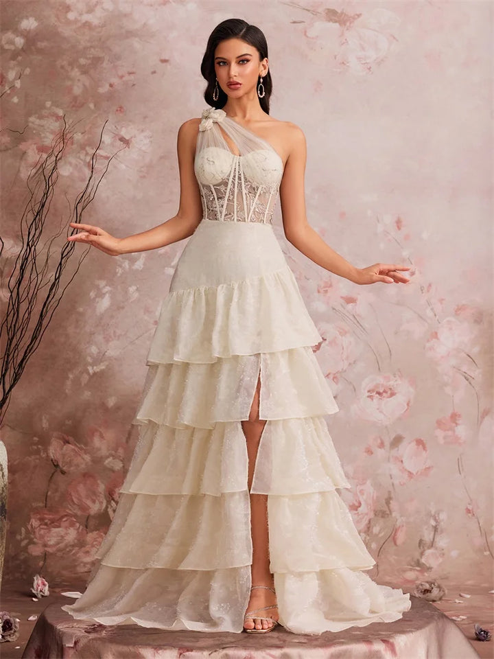 Charming Skew-shouldered Cocktail Gown