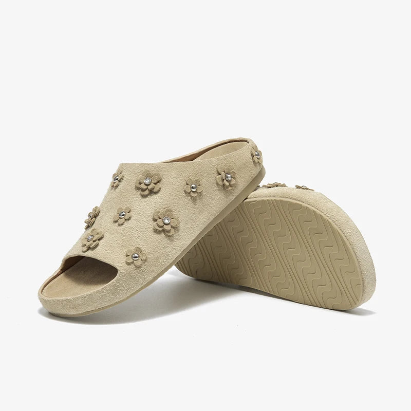 Classic Rivet Floral Slippers