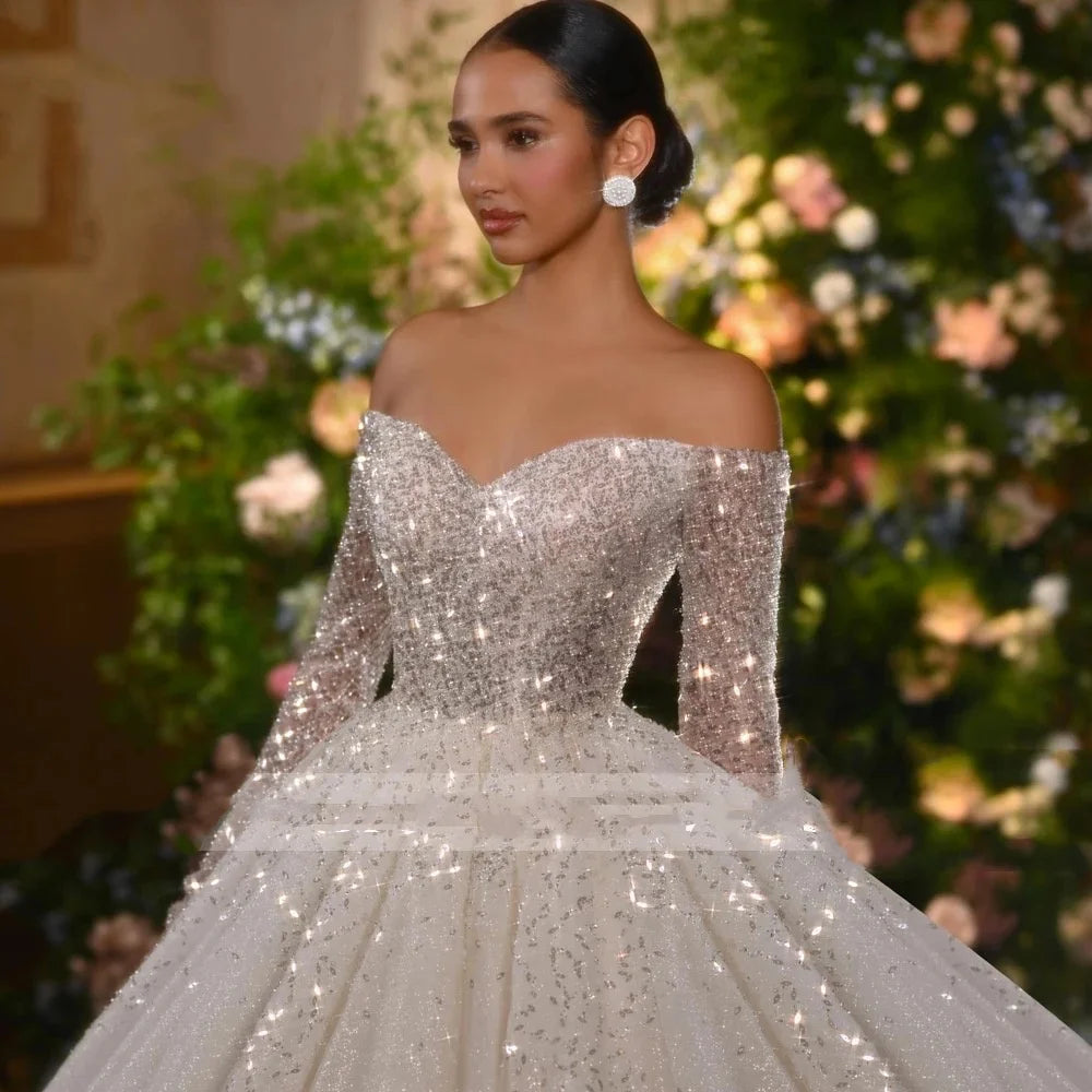 Stunning Backless Glitter Bridal Dress