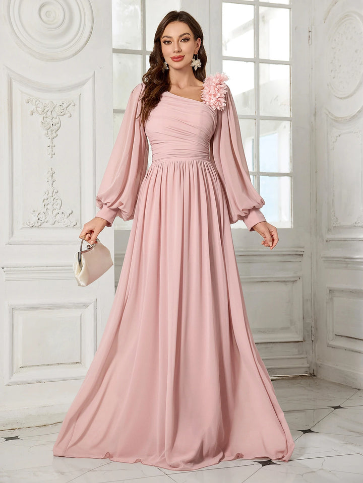 Embellished Neckline Bridesmaid Dress
