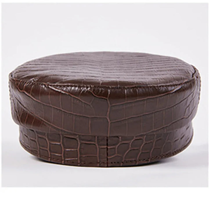 Stunning Natural Leather Military Style Cap