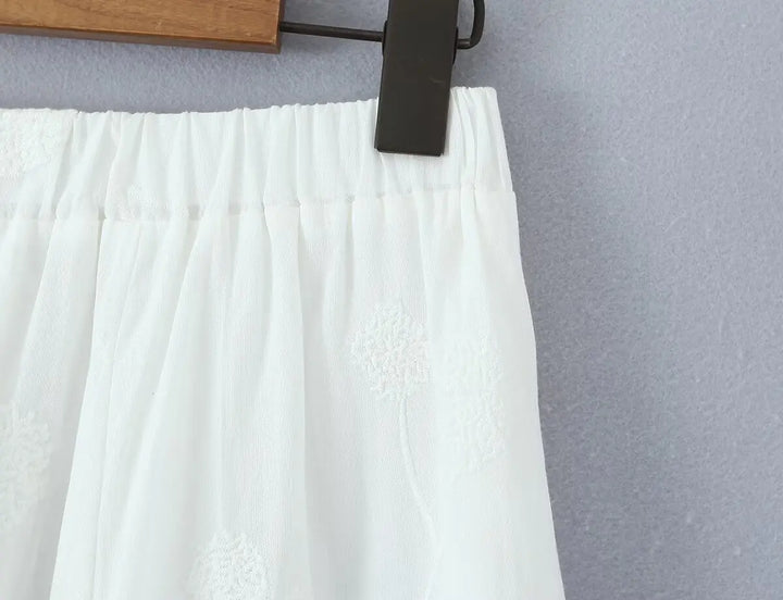 Classic Floral Embroidered Midi Skirt
