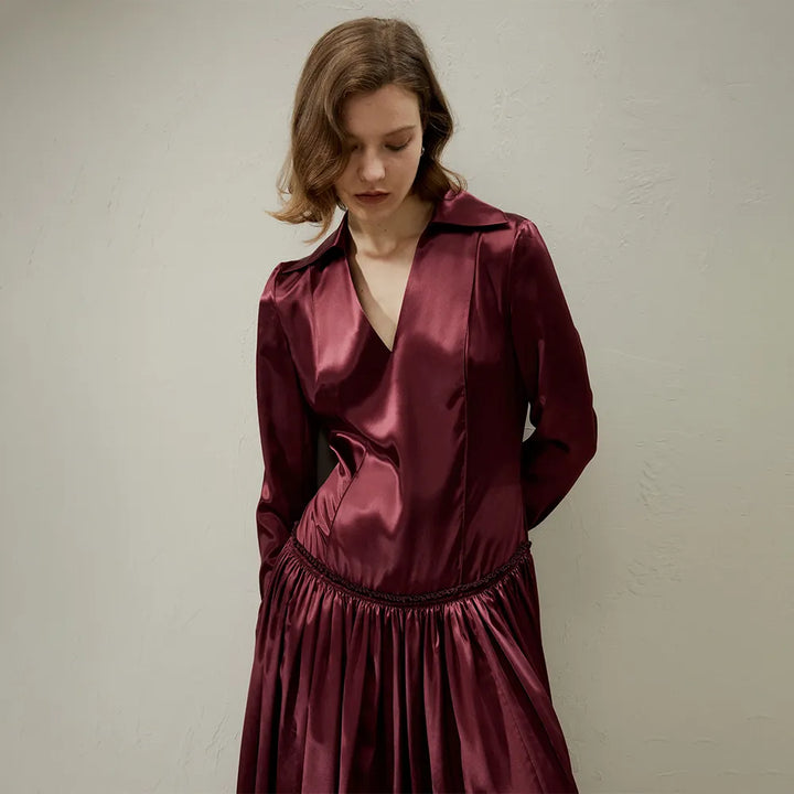 Luxury Pleated Silk Maxi Dress