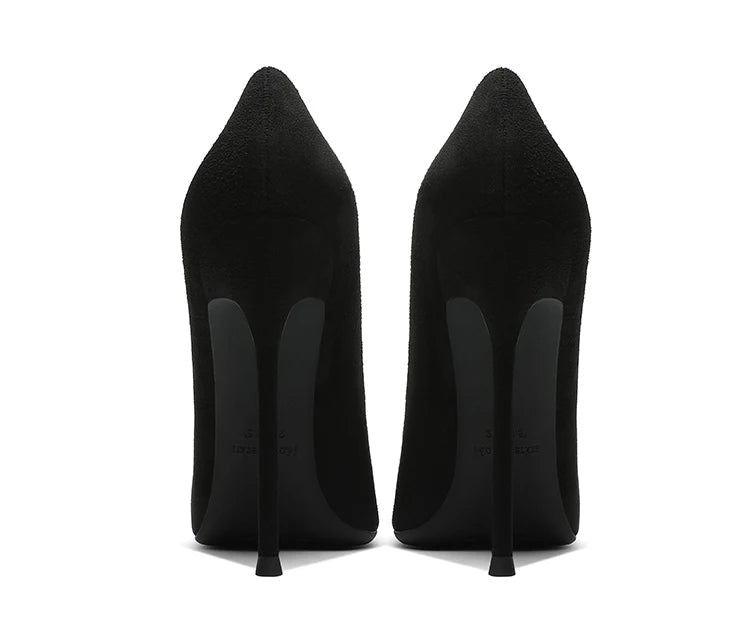 Black Suede Slim Heel Pumps
