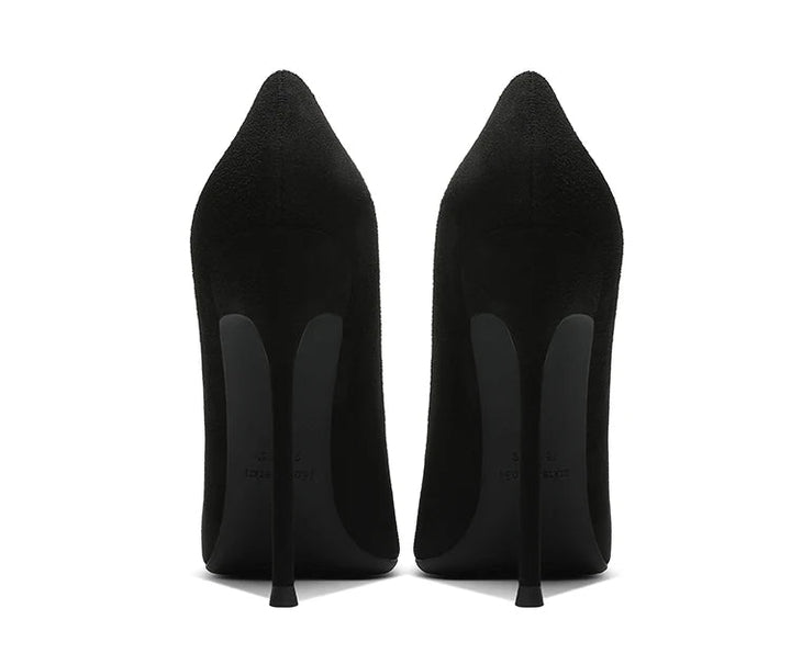 Black Suede Slim Heel Pumps