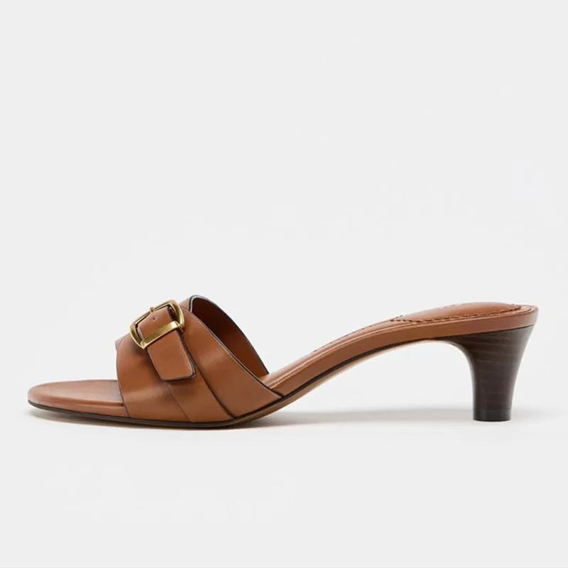 Classic Square Toe Low Heels Sandal