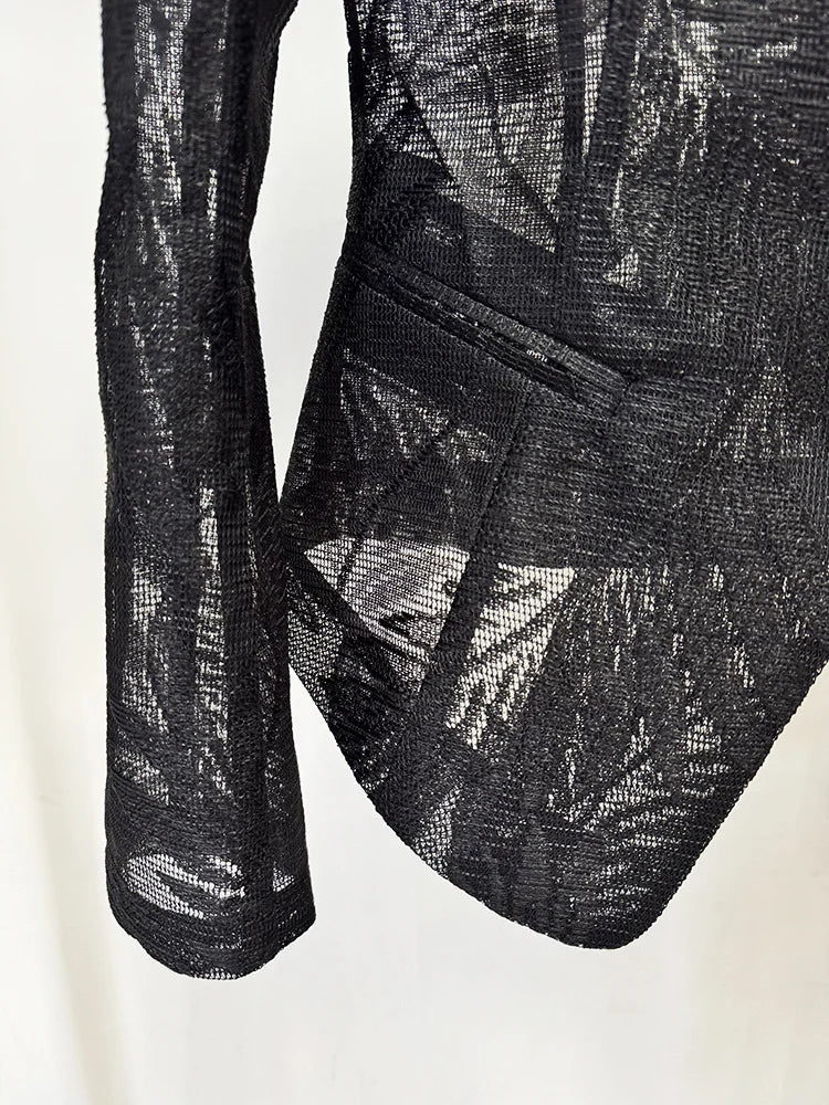 Alluring Embroidered Mesh Blazer