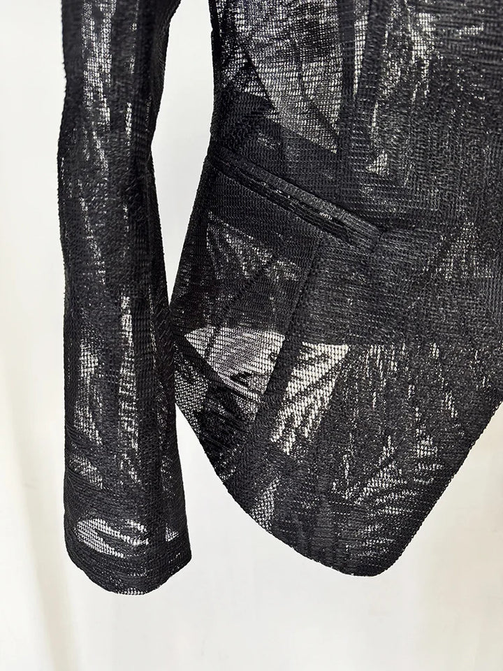 Alluring Embroidered Mesh Blazer