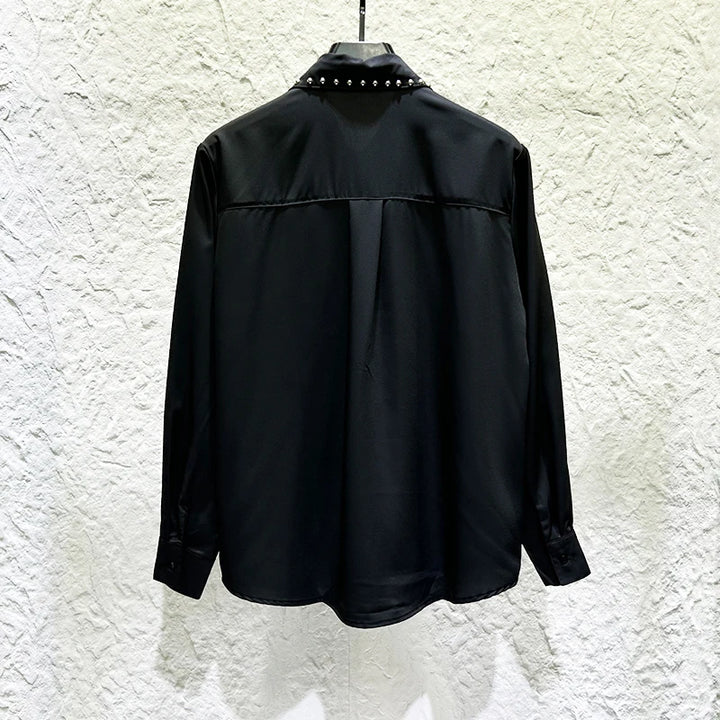 Stylish Metal Rivet Tie Social Shirt