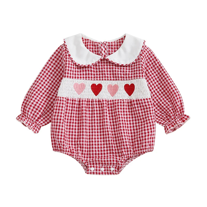 Adorable Embroidered Plaid Romper