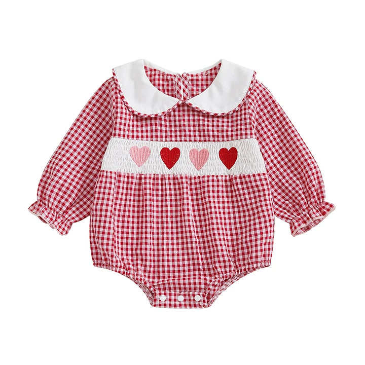 Adorable Embroidered Plaid Romper