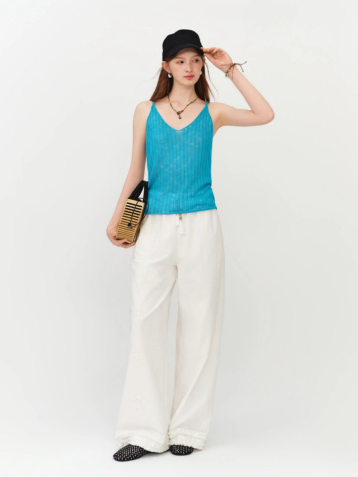 Stunning Wide Leg Cotton Lace Pants