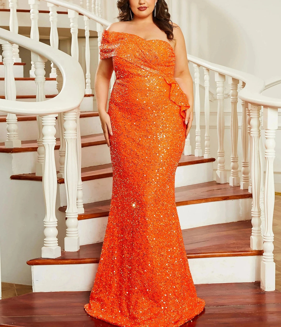 Glamorous Affair Women Plus Size Formal Dress | All For Me Today, Orange / XXXL Glamorous Affair Women Plus Size Formal Dress | All For Me Today, Orange / XXXL