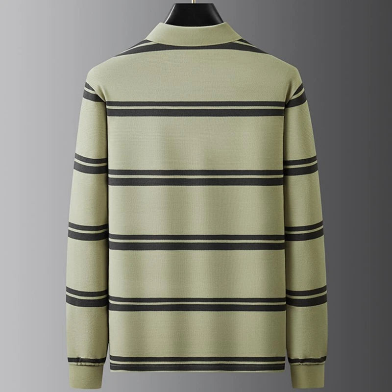 Lapel Striped Polo Shirt