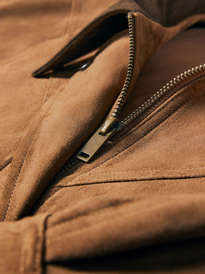 Refined Lapel Chic Suede Jacket